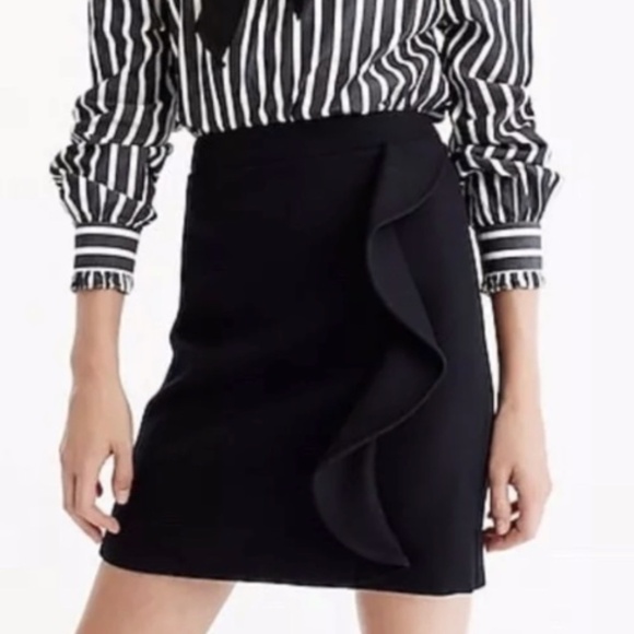 J. Crew Mercantile Skirt wool blend side ruffle lined above knee size 14 NWT - Picture 1 of 5